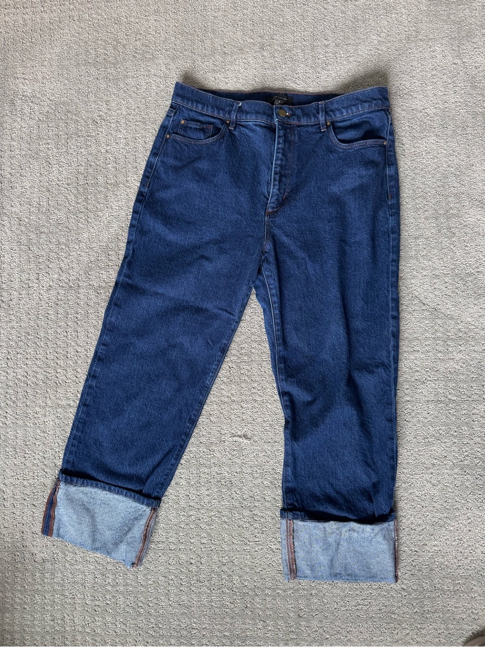 Ann Taylor Dark Blue Cropped Cuffed Jeans